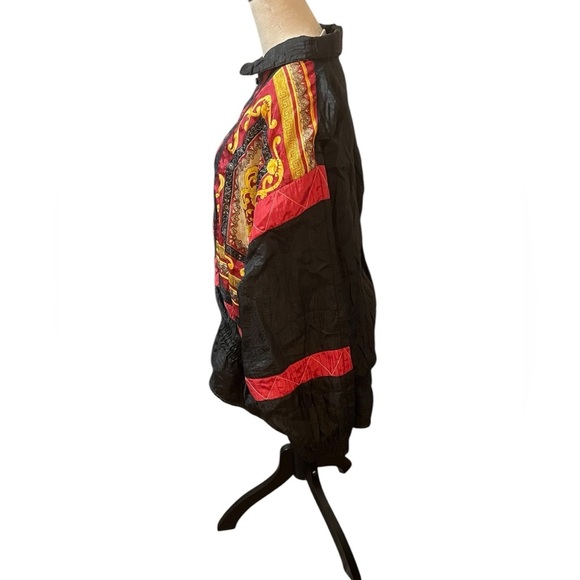 Lauren Brooke Windbreaker Jacket Size 2X Vintage 90s Black Red and Gold - Picture 2 of 4